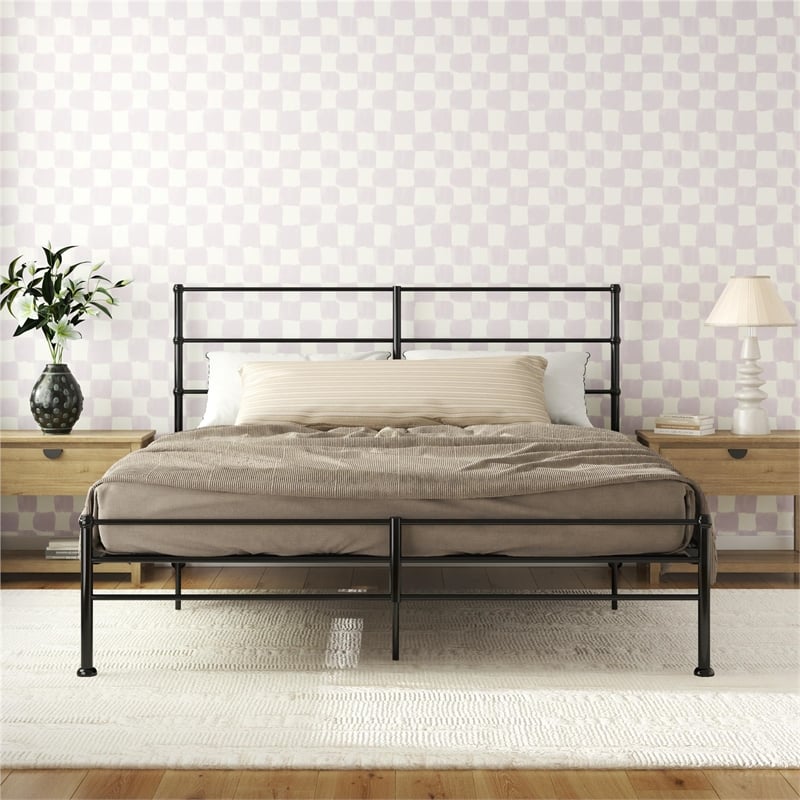 Mr. Kate MacKenzie King Metal Platform Bed Frame w/3 Adjustable Heights - Black