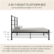 Mr. Kate MacKenzie King Metal Platform Bed Frame w/3 Adjustable Heights - Black
