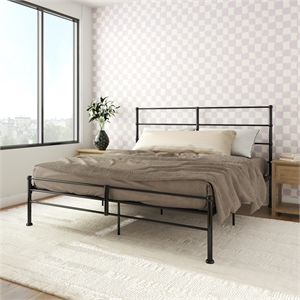 mr. kate mackenzie king metal platform bed frame w/3 adjustable heights - black