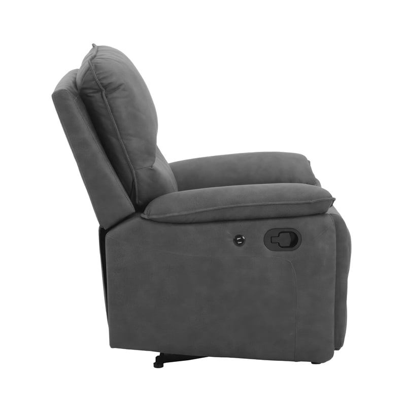 DHP Labatte Recliner with Dual USB Port in Charcoal Faux Leather