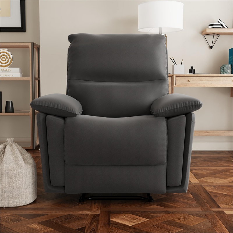 DHP Labatte Recliner with Dual USB Port in Charcoal Faux Leather