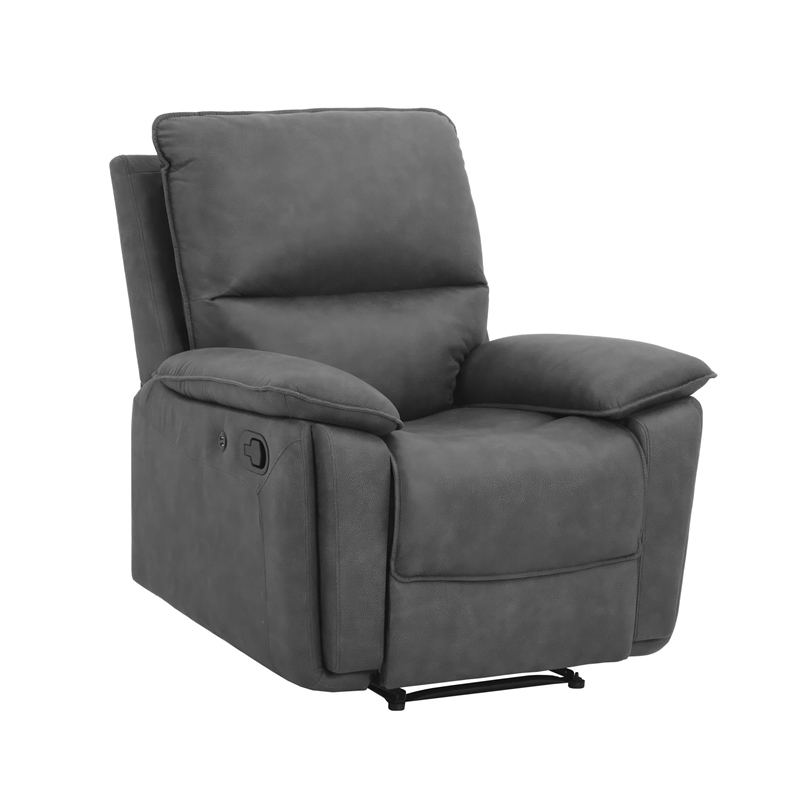 DHP Labatte Recliner with Dual USB Port in Charcoal Faux Leather