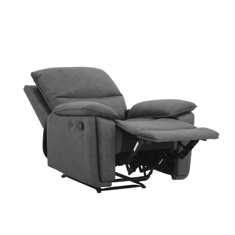 DHP Labatte Recliner with Dual USB Port in Charcoal Faux Leather