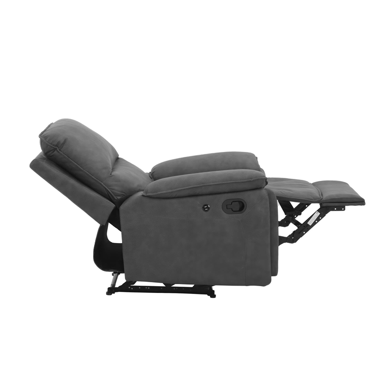 DHP Labatte Recliner with Dual USB Port in Charcoal Faux Leather