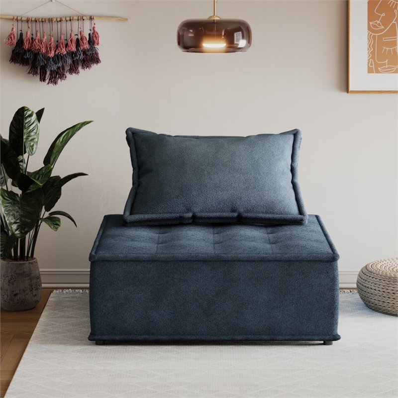 DHP Paloma Upholstered Single Sofa Chair in Textured Navy Fabric