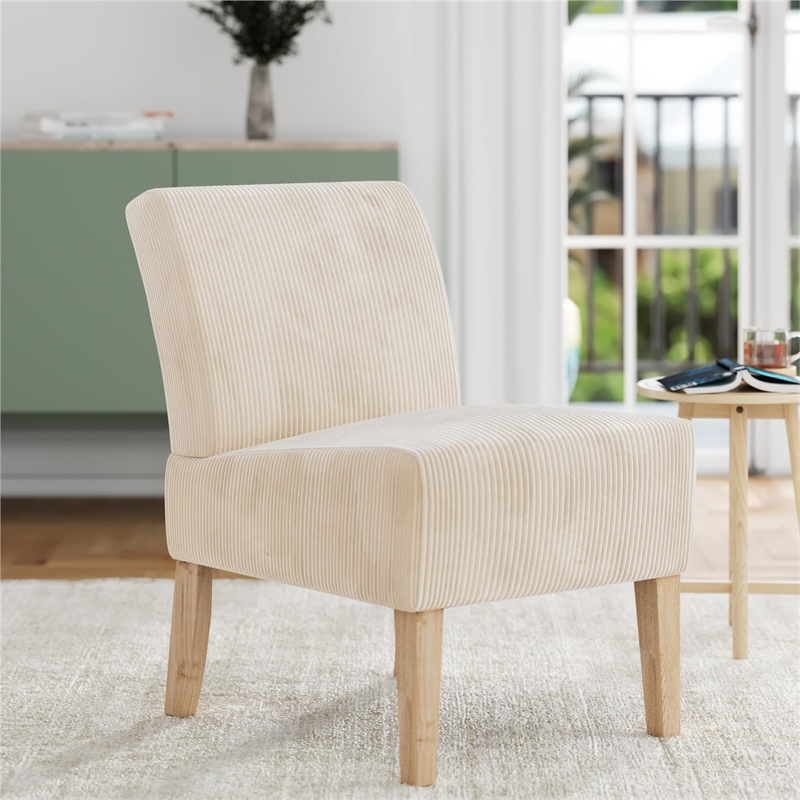 DHP Hazen Armless Upholstered Accent Chair in Ivory Corduroy