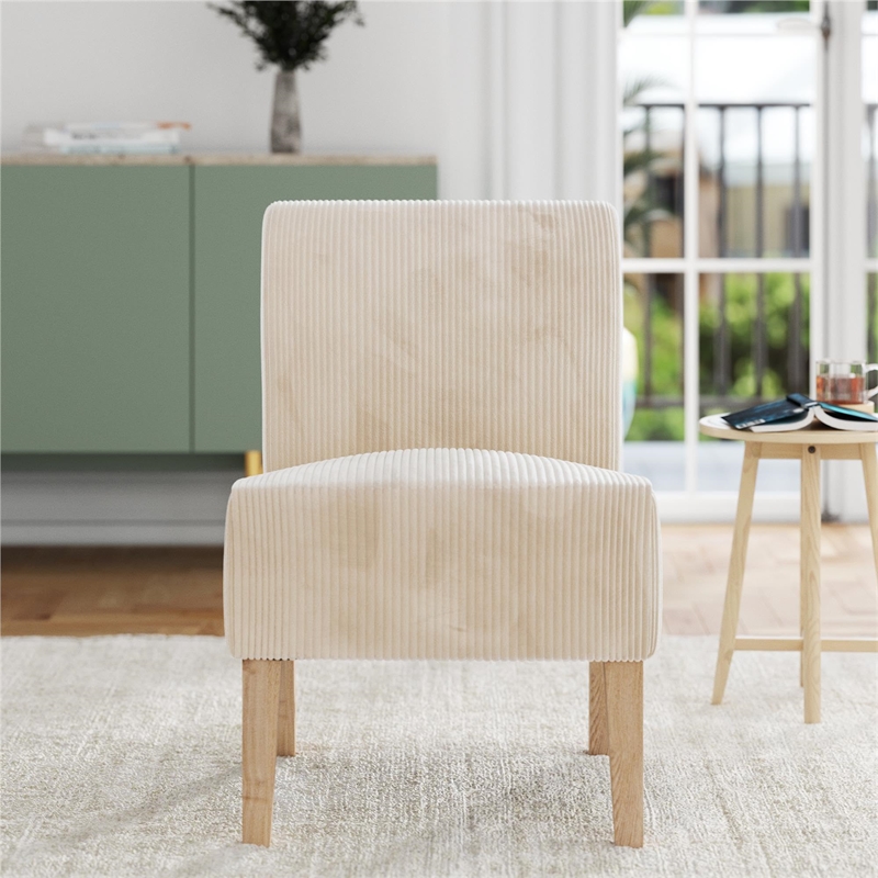 DHP Hazen Armless Upholstered Accent Chair in Ivory Corduroy