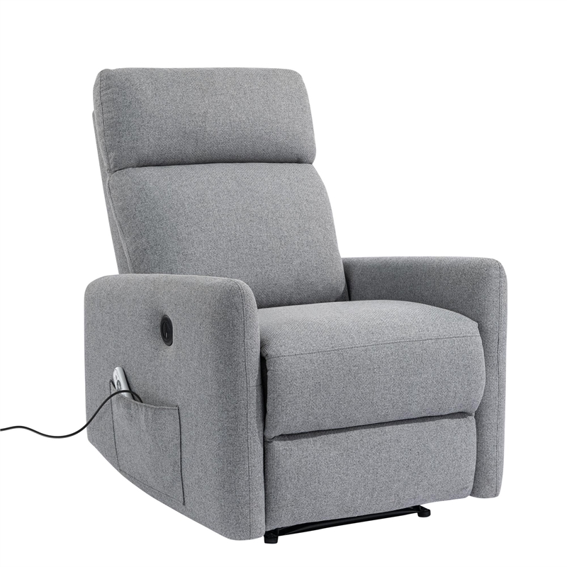 DHP Kai Power Recliner with 8 Zone Massage and Lumbar Heat in Dark Gray Linen