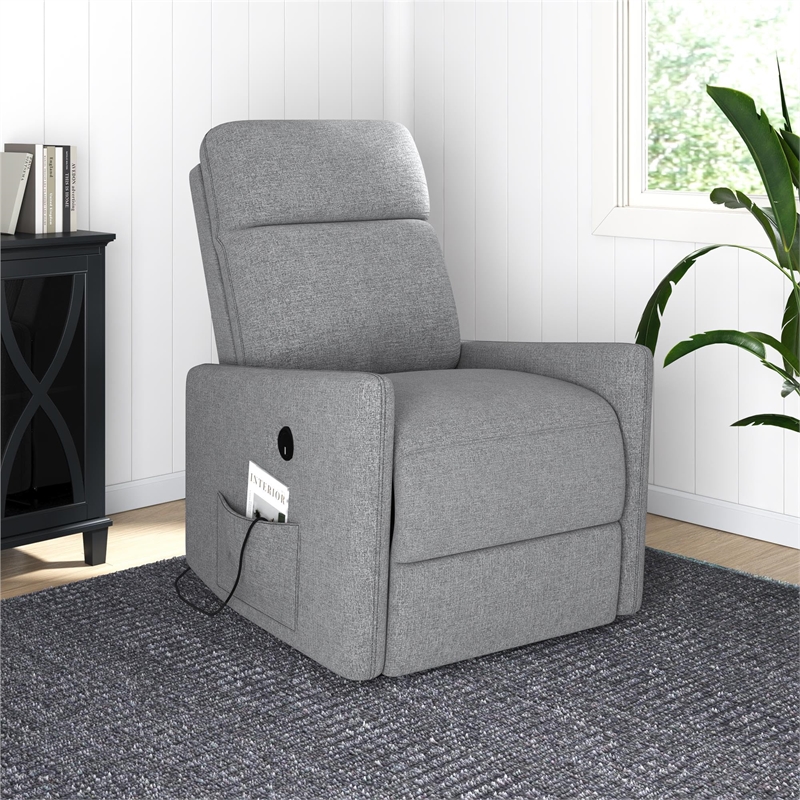 DHP Kai Power Recliner with 8 Zone Massage and Lumbar Heat in Dark Gray Linen