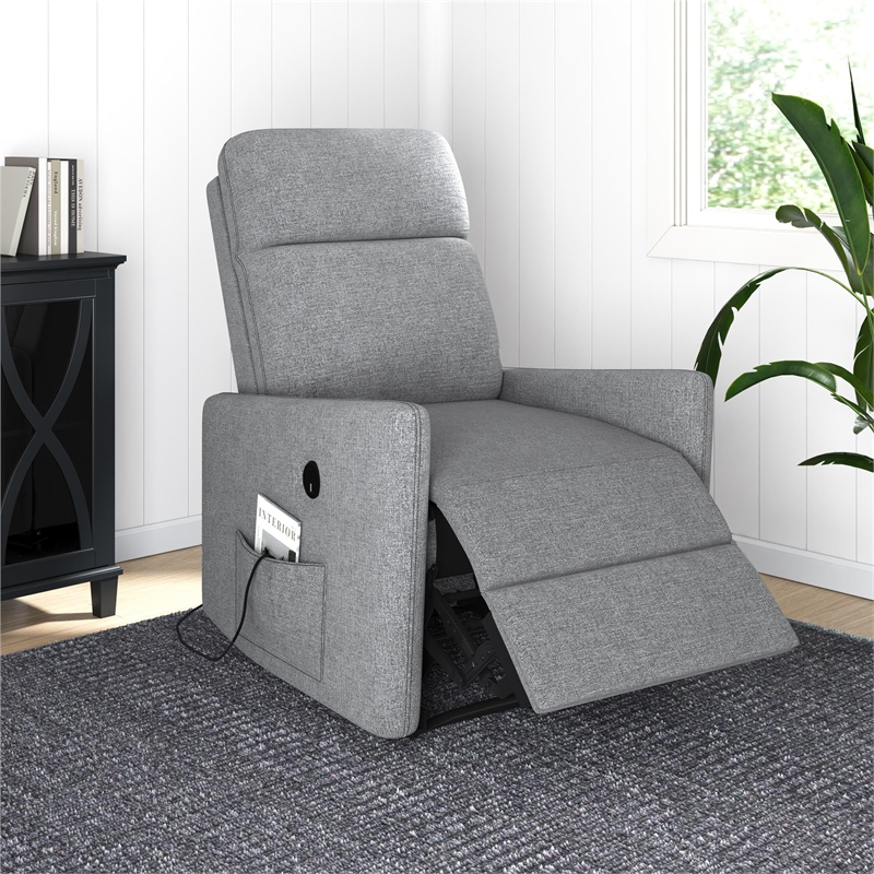 DHP Kai Power Recliner with 8 Zone Massage and Lumbar Heat in Dark Gray Linen