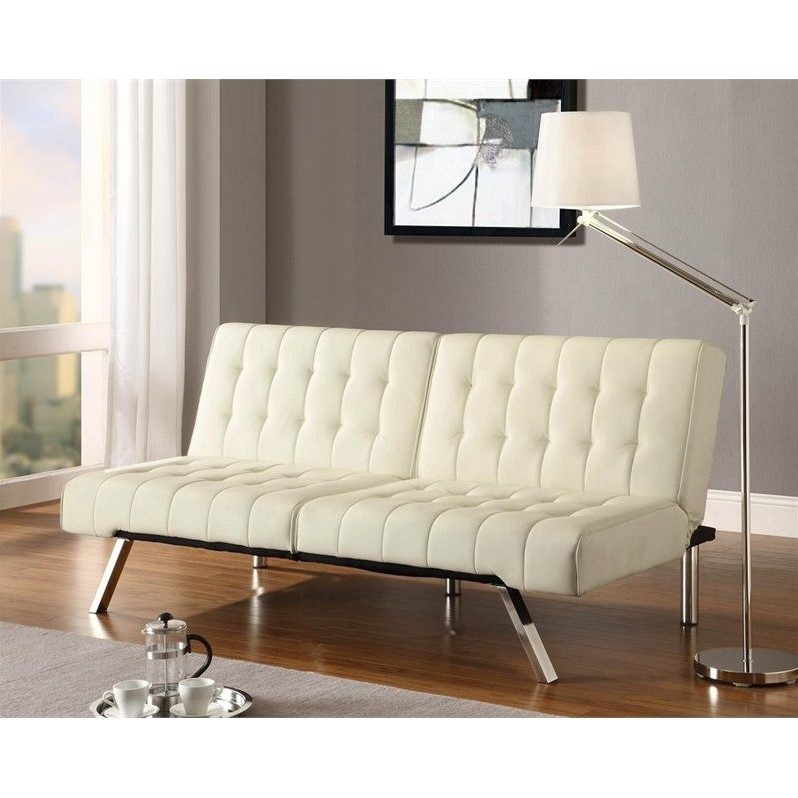 Dhp Emily Faux Leather Convertible Sofa, Dhp Emily Convertible Futon Sofa Couch Vanilla Faux Leather