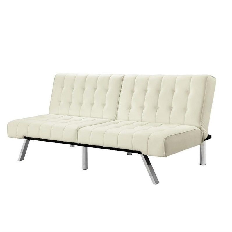 Dhp Emily Faux Leather Convertible Sofa, Dhp Emily Convertible Futon Sofa Couch Vanilla Faux Leather
