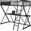 DHP X Shaped Metal Twin Loft Bed with Desk in Black