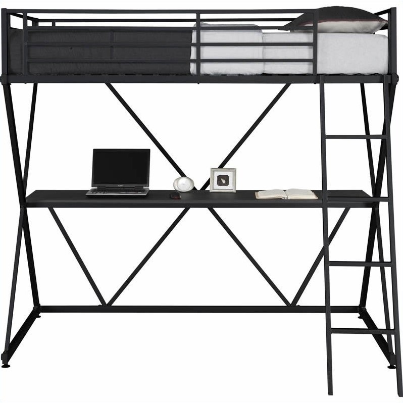 Dhp X Shaped Metal Twin Loft Bed With, Black Metal Twin Bunk Beds