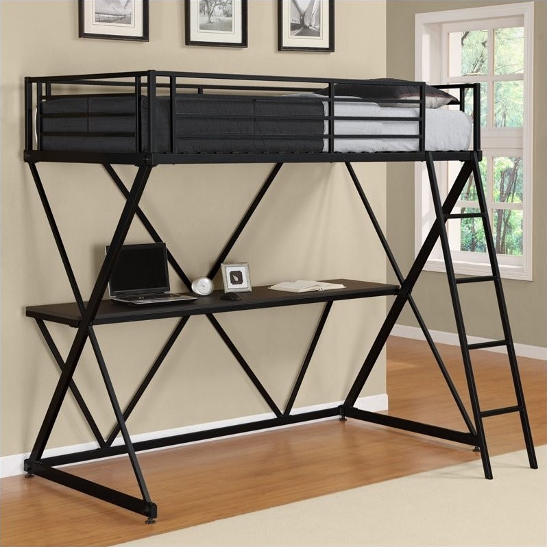 Dhp X Shaped Metal Twin Loft Bed With, Black Twin Loft Bed With Desk