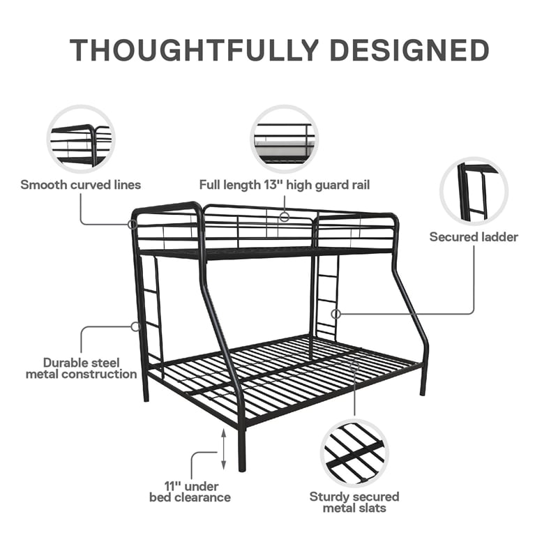 DHP Metal Twin over Full Bunk Bed in Black