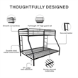 DHP Metal Twin over Full Bunk Bed in Black