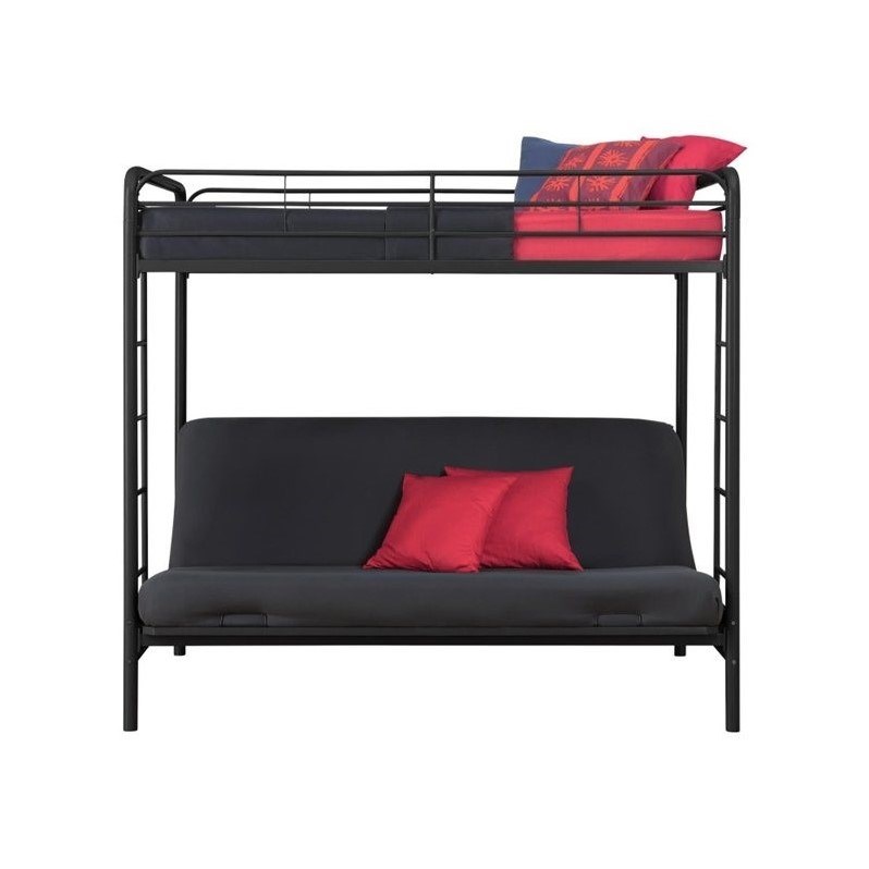 DHP Twin over Convertible Futon Sofa Bunk Bed in Black