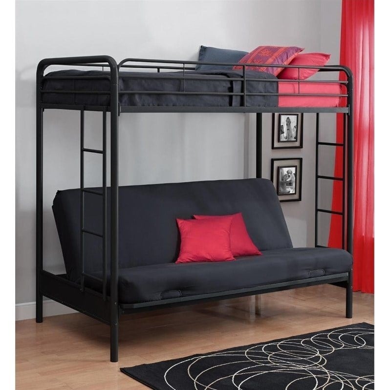 DHP Twin over Convertible Futon Sofa Bunk Bed in Black