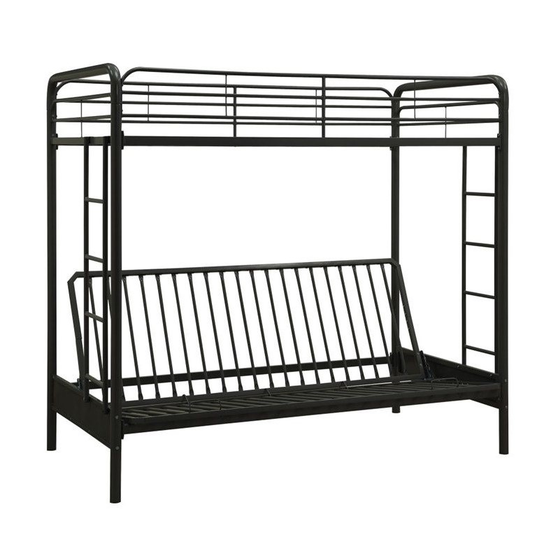Twin over Convertible Futon Sofa Bunk Bed in Black - 4023017