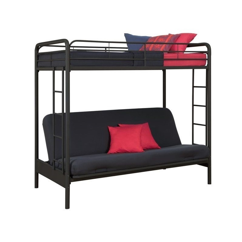 DHP Twin over Convertible Futon Sofa Bunk Bed in Black