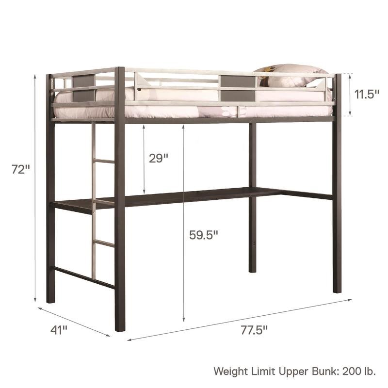 Dhp Silver Screen Metal Twin Loft Bed, Twin Loft Bed Under 200