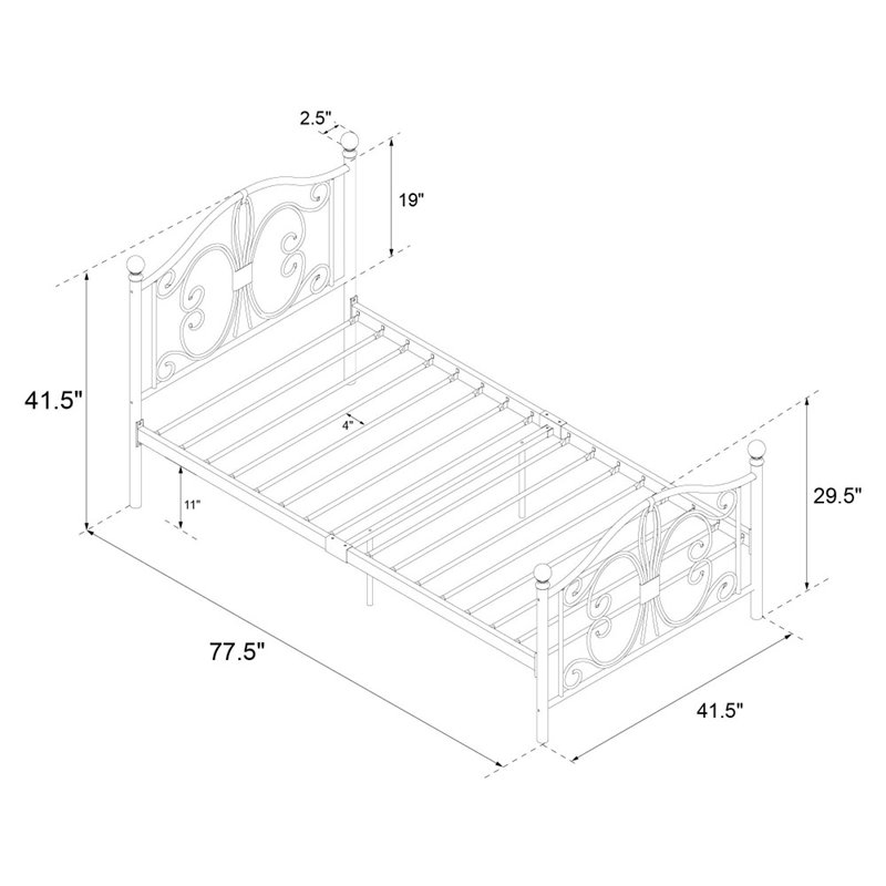 DHP Bombay Twin Metal Bed in White