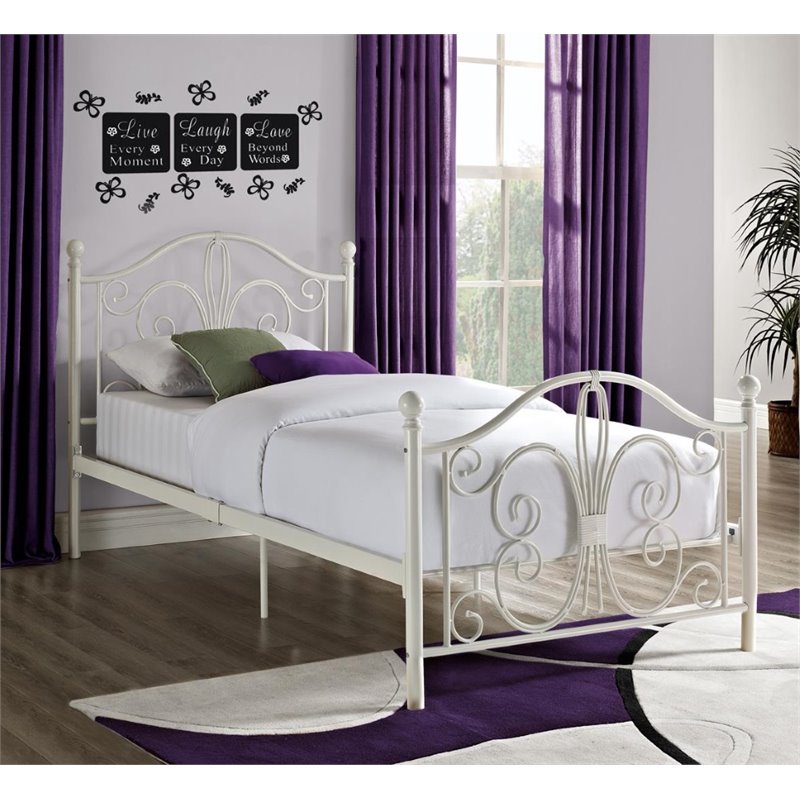 Twin Metal Bed In White 3246098