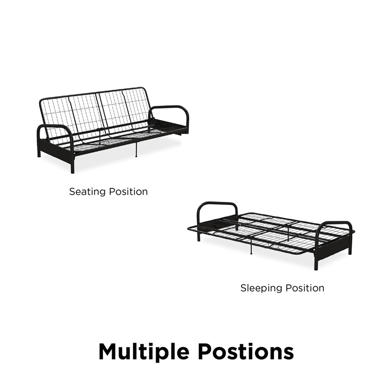 DHP Vermont Metal Convertible Futon Sofa Frame in Black