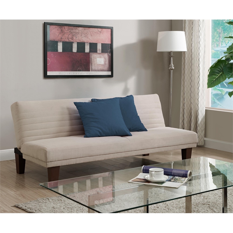 DHP Dillan Upholstered Convertible Sofa in Tan Mircrofiber