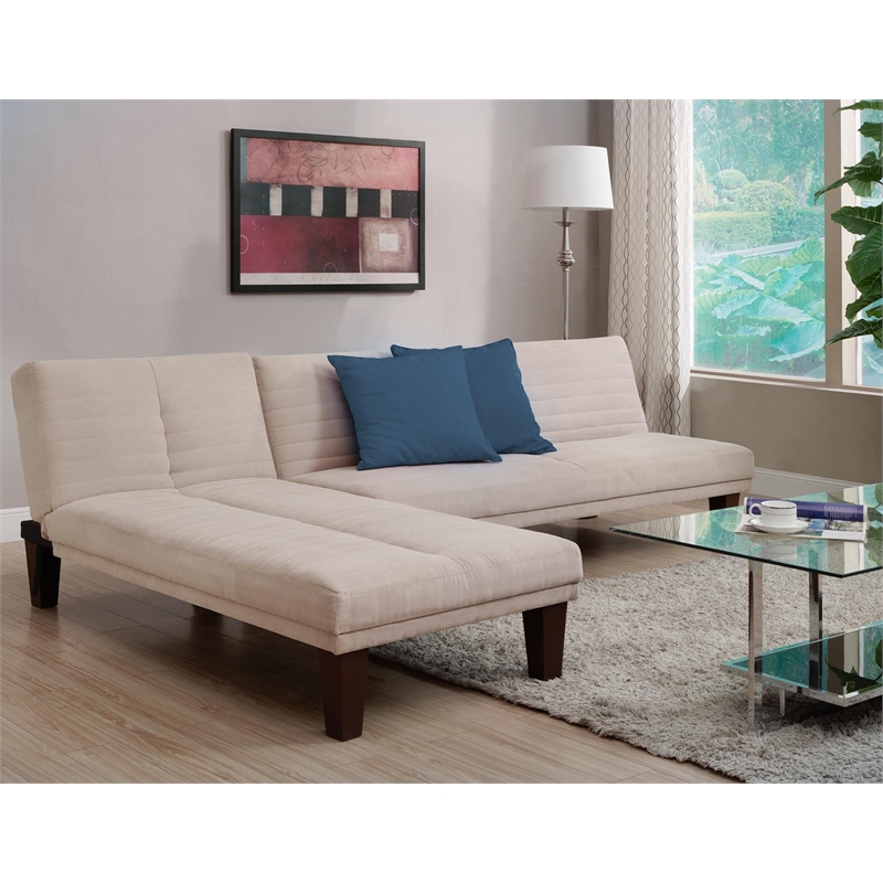 DHP Dillan Upholstered Convertible Sofa in Tan Mircrofiber