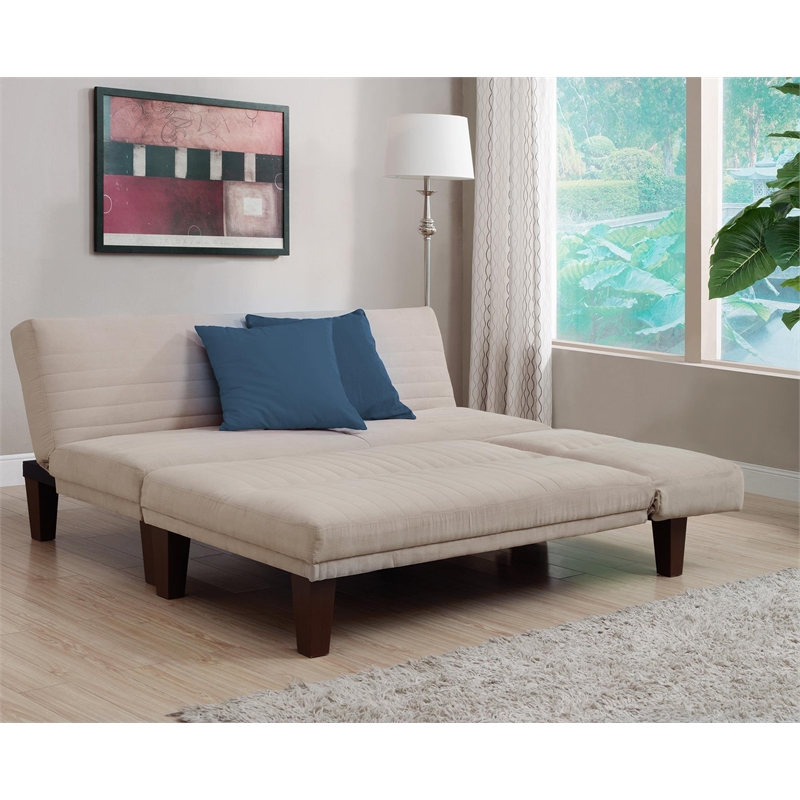 DHP Dillan Upholstered Convertible Sofa in Tan Mircrofiber