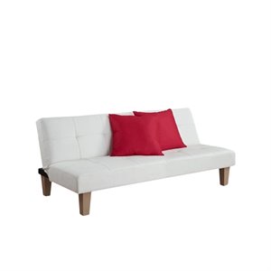dhp aria faux leather convertible sofa in white