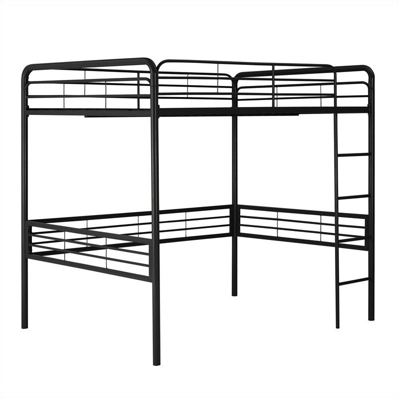 DHP Full-Size Metal Loft Bed with Ladder in Black