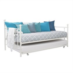 Metal Framed Daybed with Trundle in Twin in White