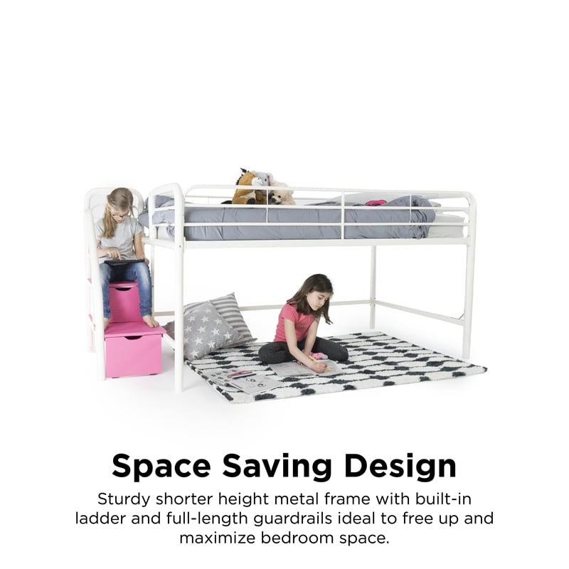 Dhp junior twin metal deals loft bed with storage steps