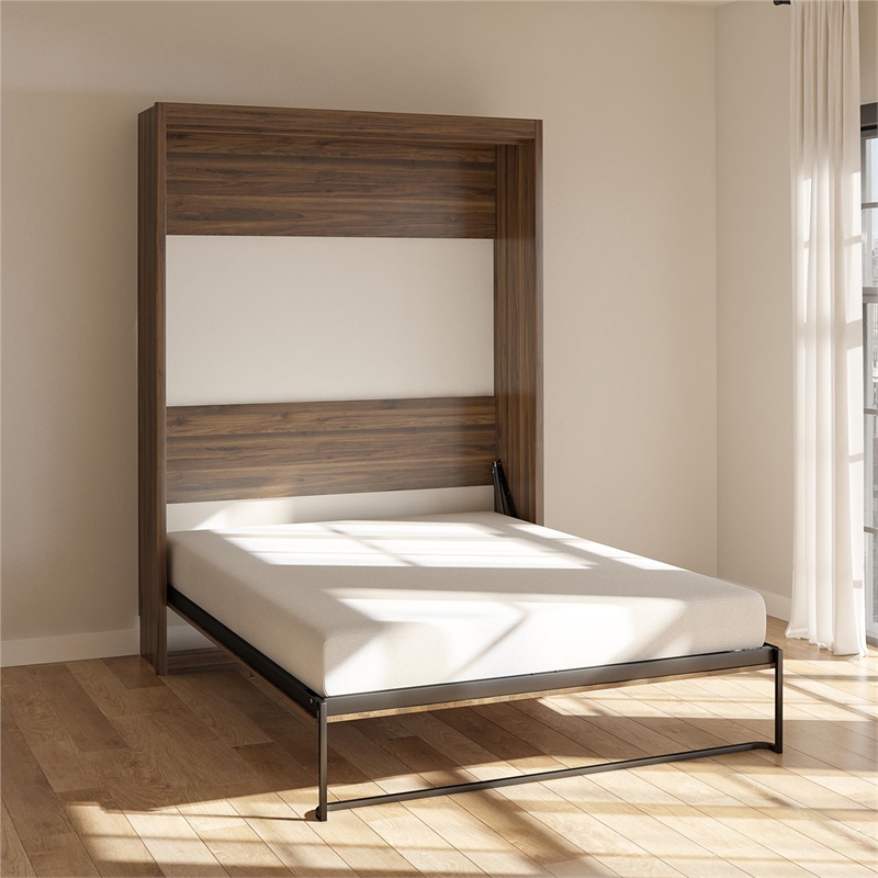 Signature Sleep Queen Murphy Wall Bed with Memory Foam Mattress in Walnut