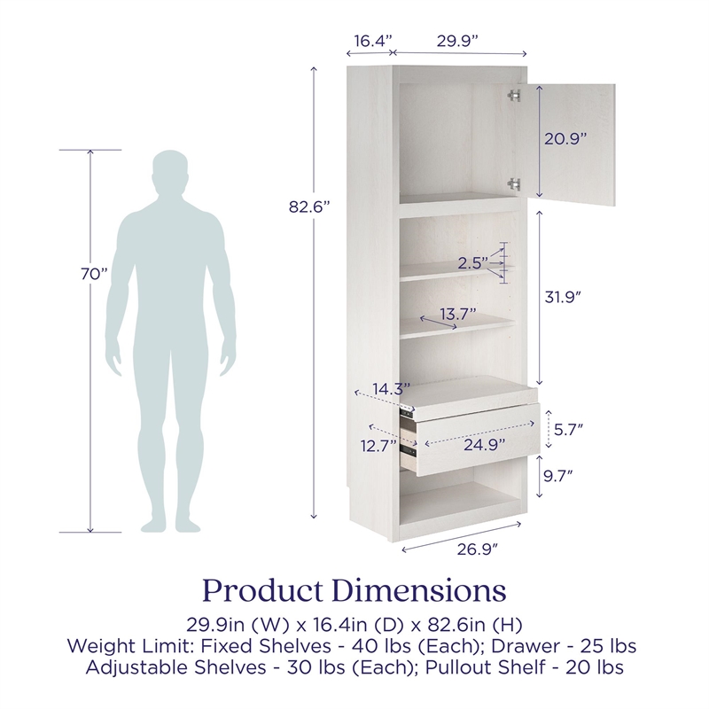Signature Sleep Murphy Wall Bed Side Cabinet with Pullout Nightstand Ivory Oak