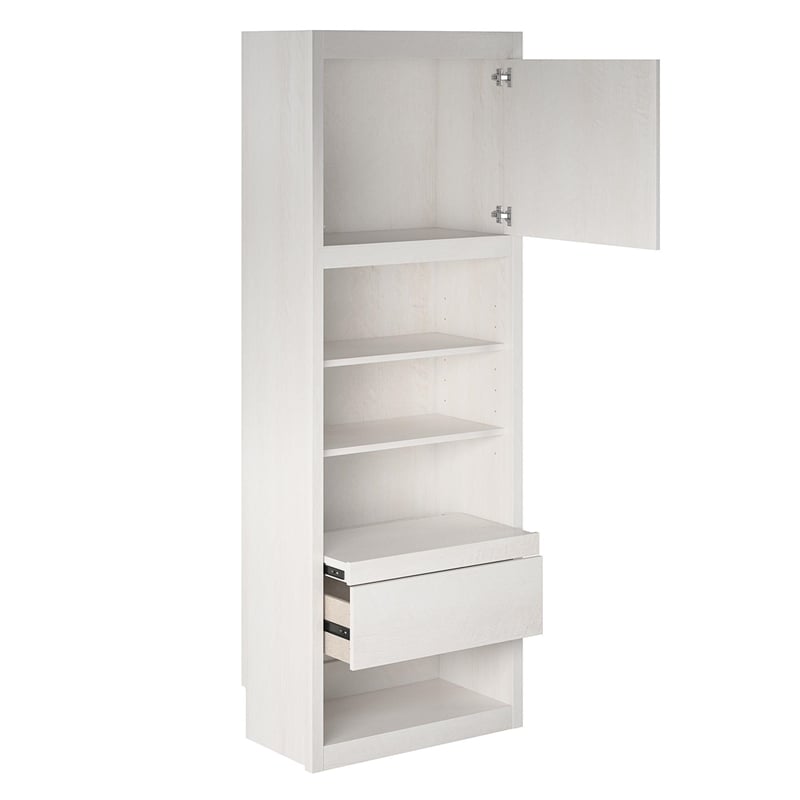 Signature Sleep Murphy Wall Bed Side Cabinet with Pullout Nightstand Ivory Oak