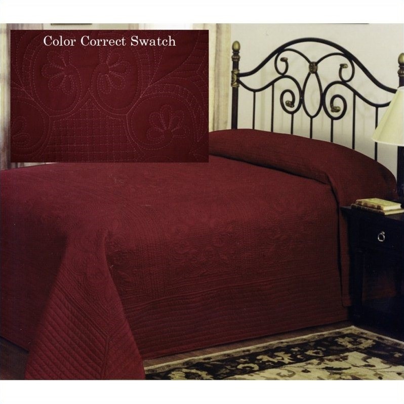 PEM America French Tile Microfiber Bedspread in Deep Red   BQ7168RDXX 4400