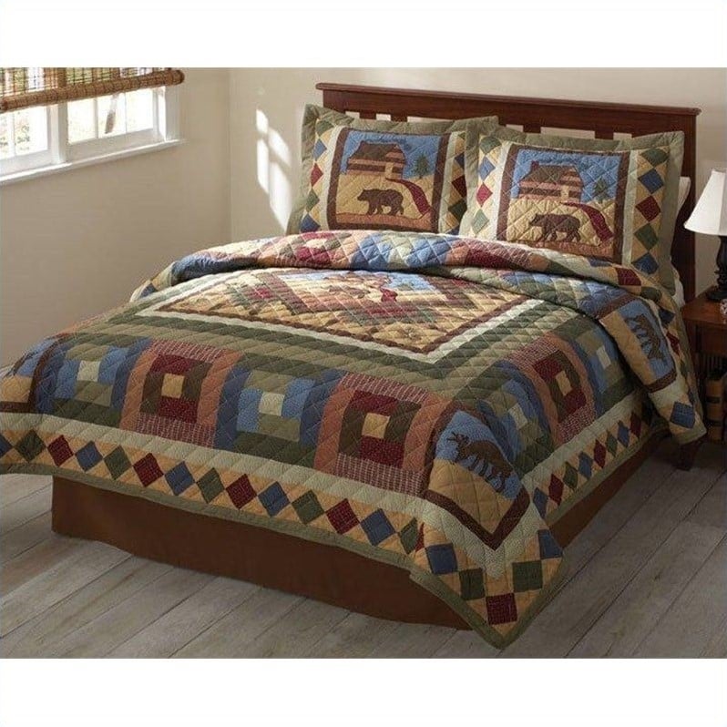 PEM America Hunting Cabin Quilt in Patch Work Design   PQ6250BGX 2400