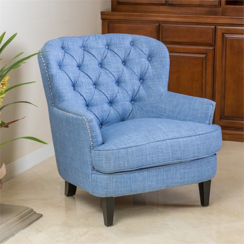 Light blue tufted online chair