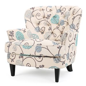 Noble House Caleb Fabric Club Chair and Ottoman Set, Blue