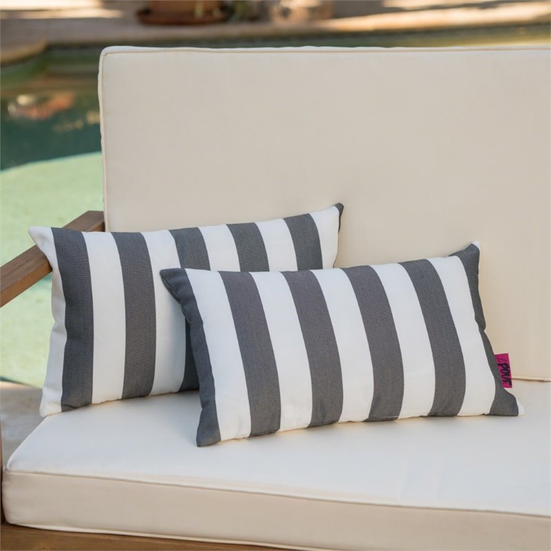 Noble House Coronado Black Outdoor Throw Pillow