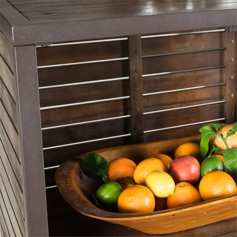 Noble House Milos Acacia Wood Bar Set in Dark Brown