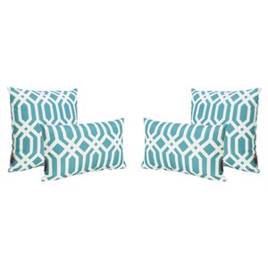 noble house manduka outdoor 4 piece water resistant throw pillow set in teal