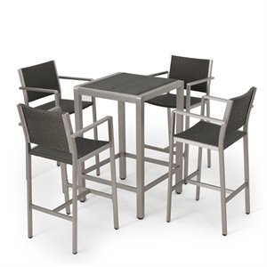 noble house cape coral outdoor 5 piece bar set in gray