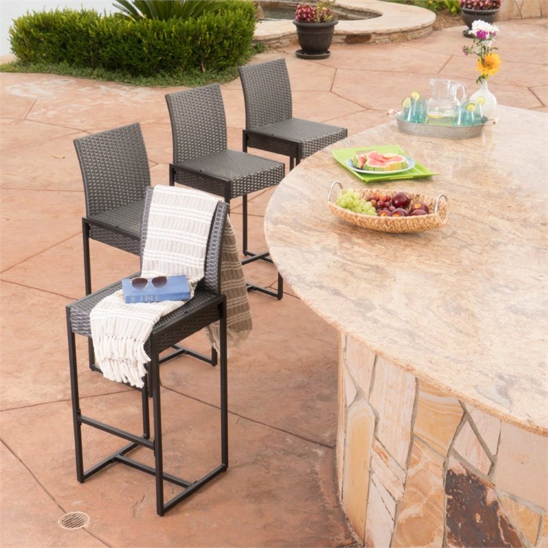 conrad outdoor grey wicker barstools