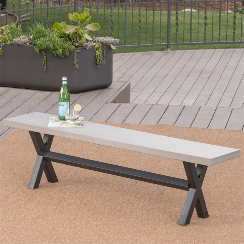 Outdoor concrete outlet table and bench