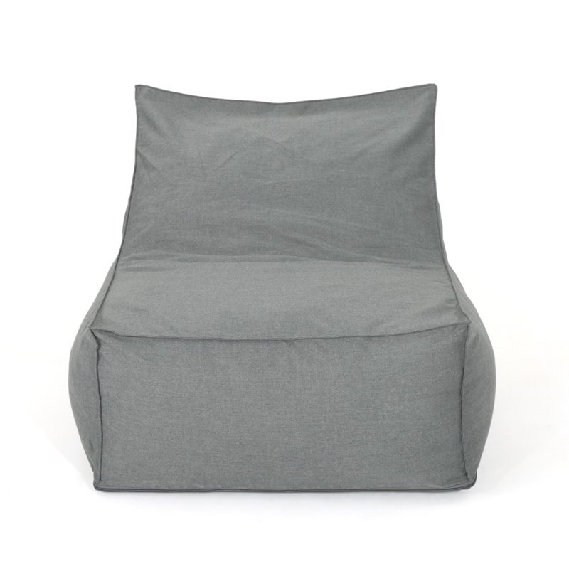 Noble House 3' Water Resistant Fabric Bean Bag Chair in Dark Gray
